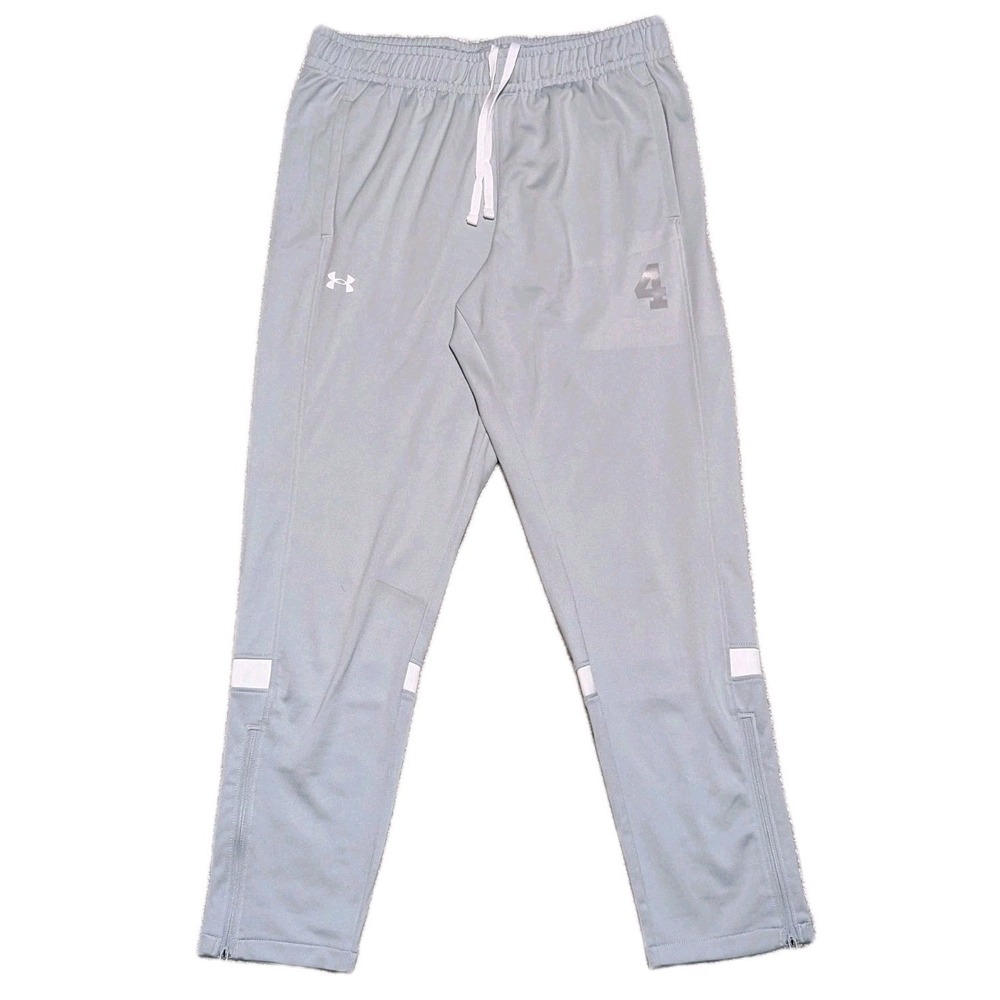 Under‎ Armour Gray Sweatpants Size M Zip Leggings # 4 Logo